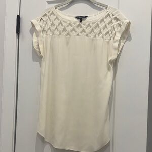 Express Cream Lattice Short Sleeve Blouse